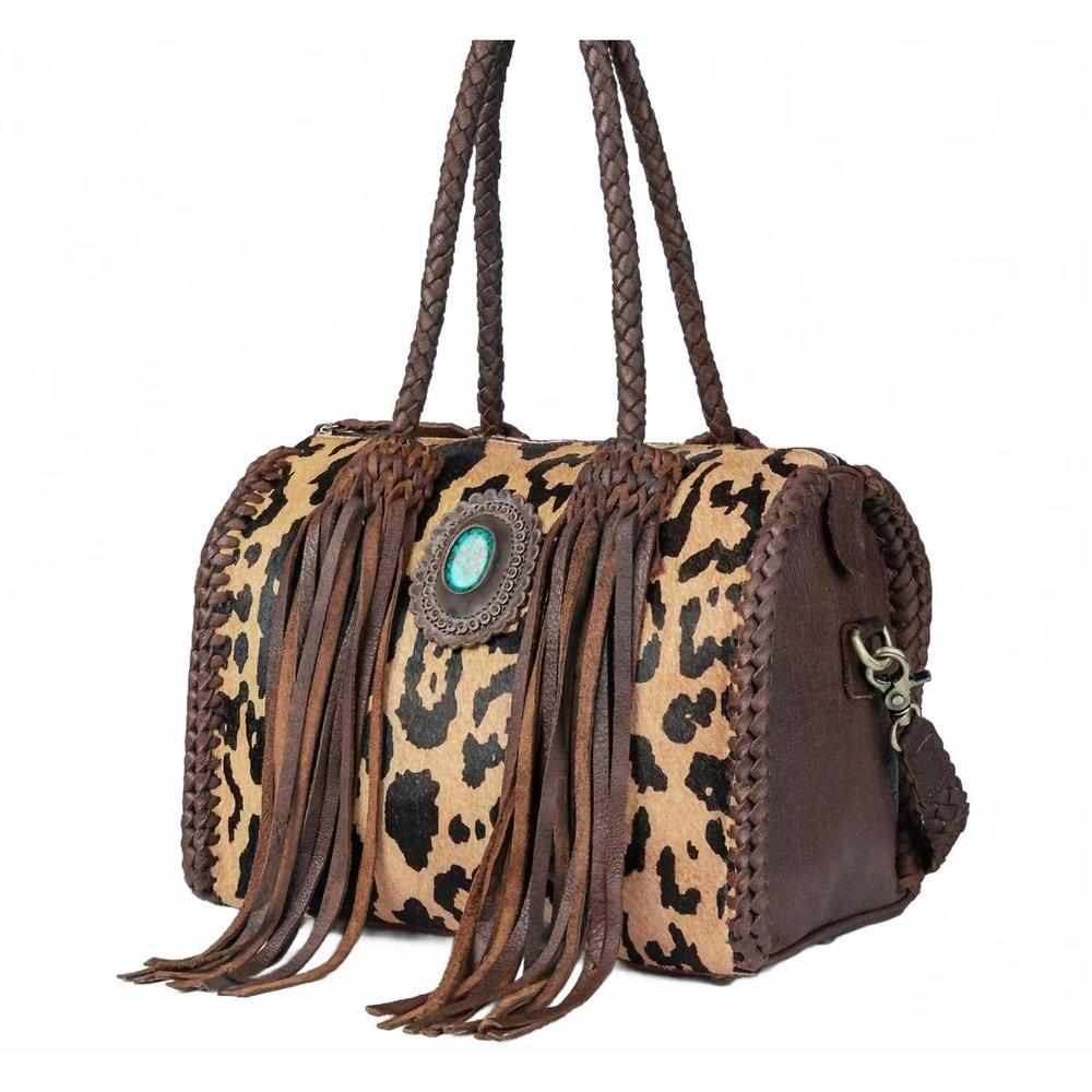 American Darling Leopard Print Shoulder Bag with Brown Accents